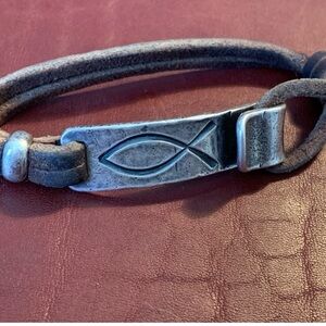 James Avery Silver and Brown Leather Bracelet